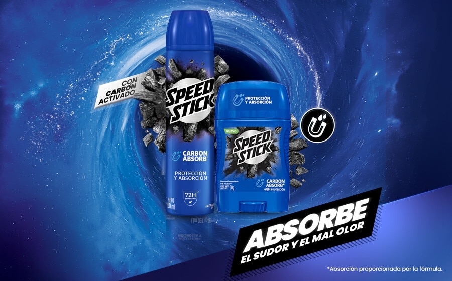 Viñeta de fondo azul con producto Speed Stick xtreme ultra